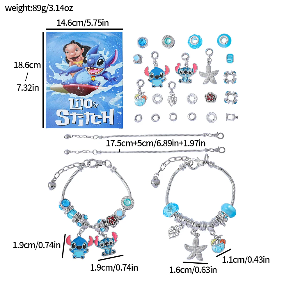 Caja ciega de Adviento con calendario de Lilo & Stitch de Disney, colgante de figura de Anime de punto DIY a la moda, juguete para regalo creativo para niñas