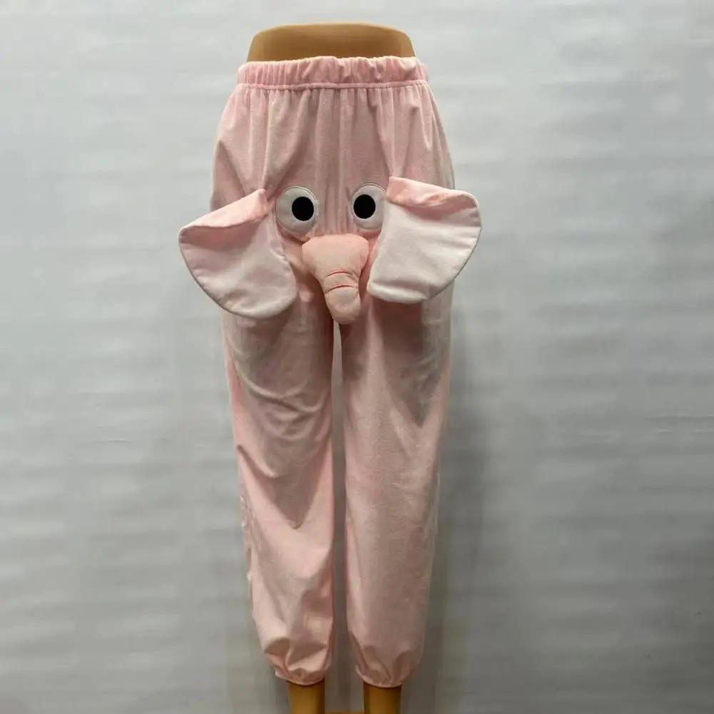 Women Trousers Unisex Winter Pants Cozy Winter Elephant Cartoon Pajama Pants for Couples Thick Plush Warm Sleepwear Trousers