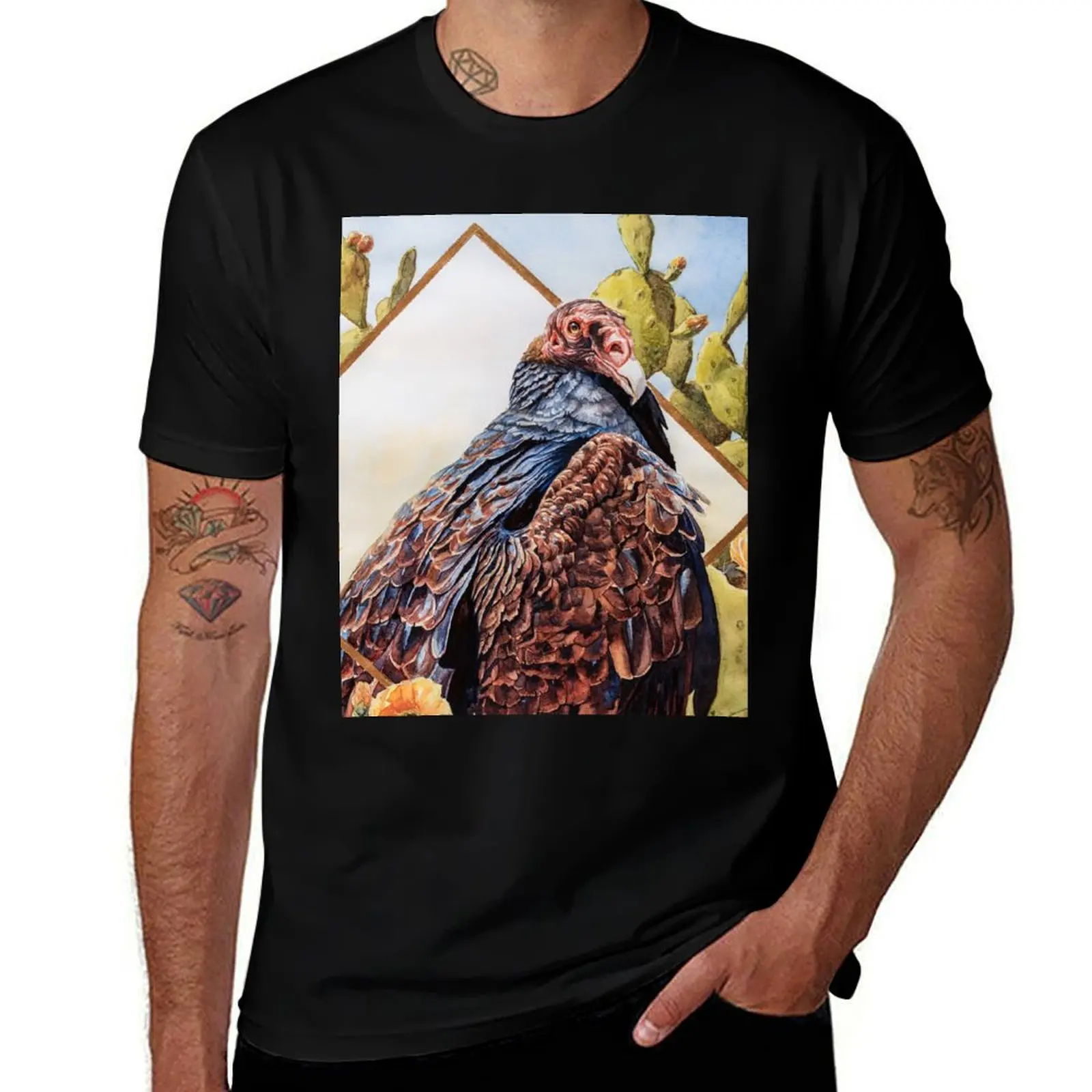 

Turkey Vulture in Cactus T-Shirt t shirts for man slim fit t shirts for man pack white man t shirt designer T-shirt