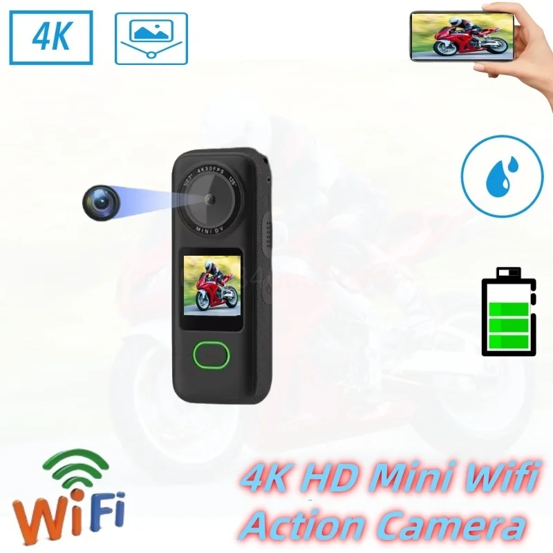 4K HD Mini Wifi Action Camera AP Touch Screen Sports Video Recorder IPX6 Waterproof 150° Wide Angle 1800mAh Battery Camcorders