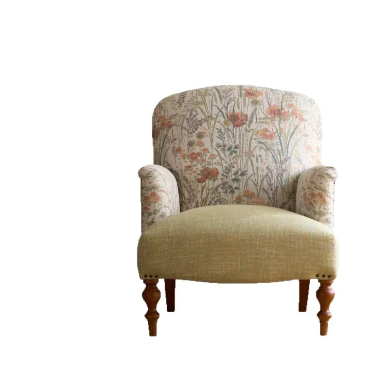 

American simple retro leisure chair living room armchair cotton and linen