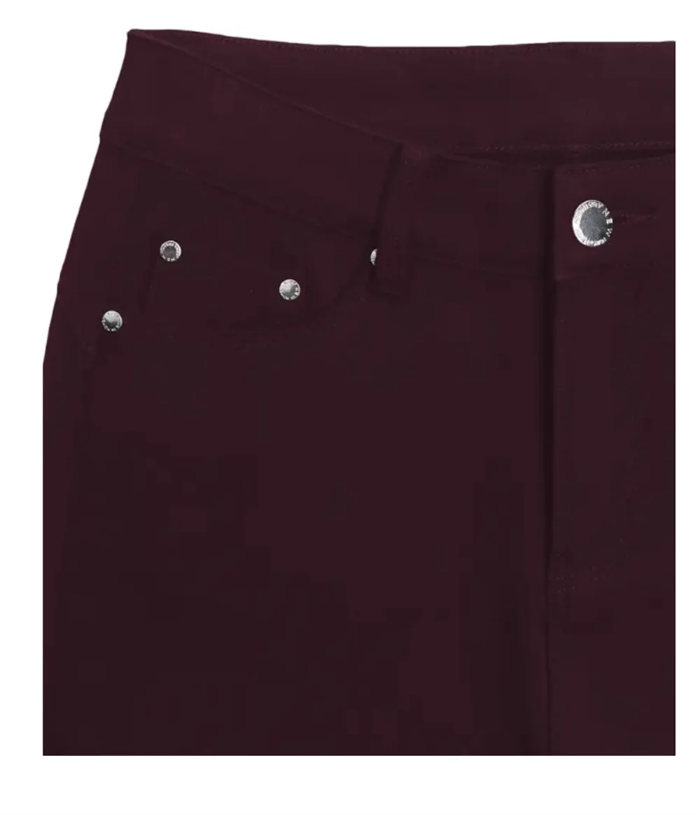 Calça jeans feminina slim fit stretch, comprimento 9/10 até o tornozelo, colorida, confortável, tecido elástico, cintura elástica, casual, escritório, confortável