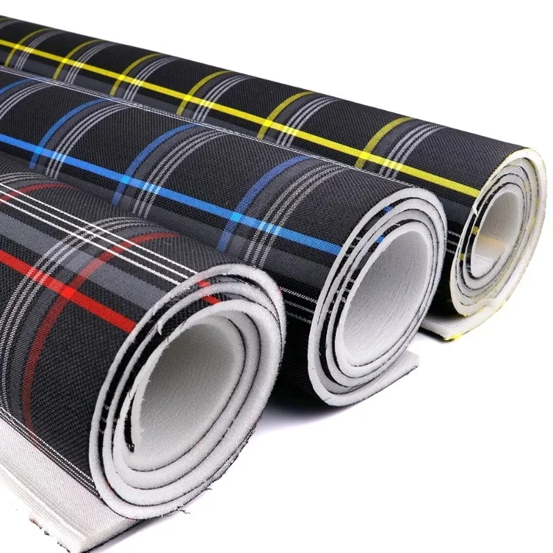 1M/2M Car Interior Upholstery Modification Fabric Checked Foam Backing Cloth for Car Seat Headliner DIY Crafts Lining Repair