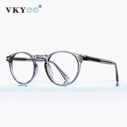 VICKY Round Blue Light Reading Glasses Women Eye Glasses Frame for Women Retro Plastic Titanium Anti-Blue Light Computer Eyewear