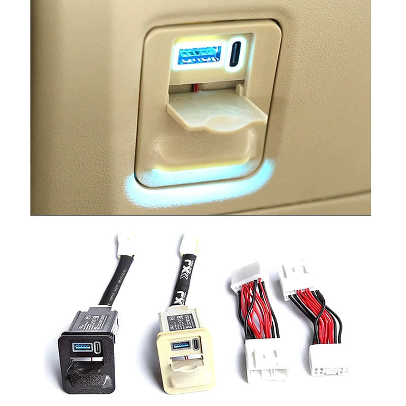 2015-2021 For Toyota Alphard Vellfire 30 USB Second Row Seat Car Fast Charger Dual Interface Retrofit interior accessories Light