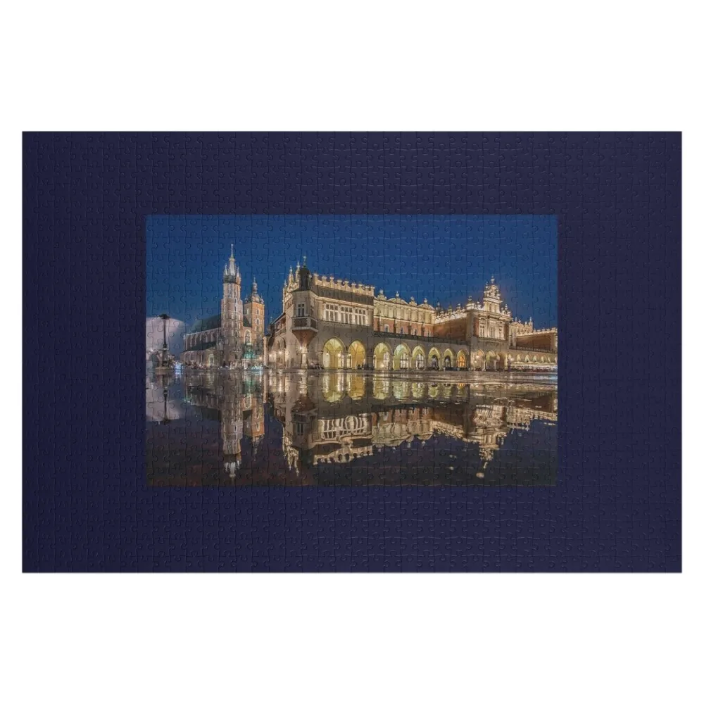 Reflections in Krakow Main Square Jigsaw Puzzle Custom Customized Photo Custom Name Wood Puzzle