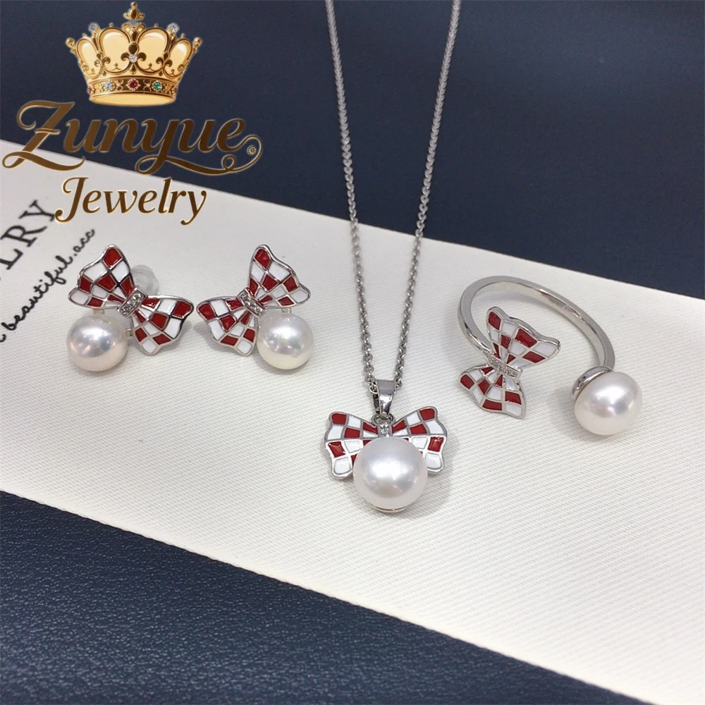 

Bow Freshwater Pearl Pendant Jewelry Set Gift Luxury Quality Jewelry Fashion Fine Jewelry Best Selling Charms Exquisite Popular