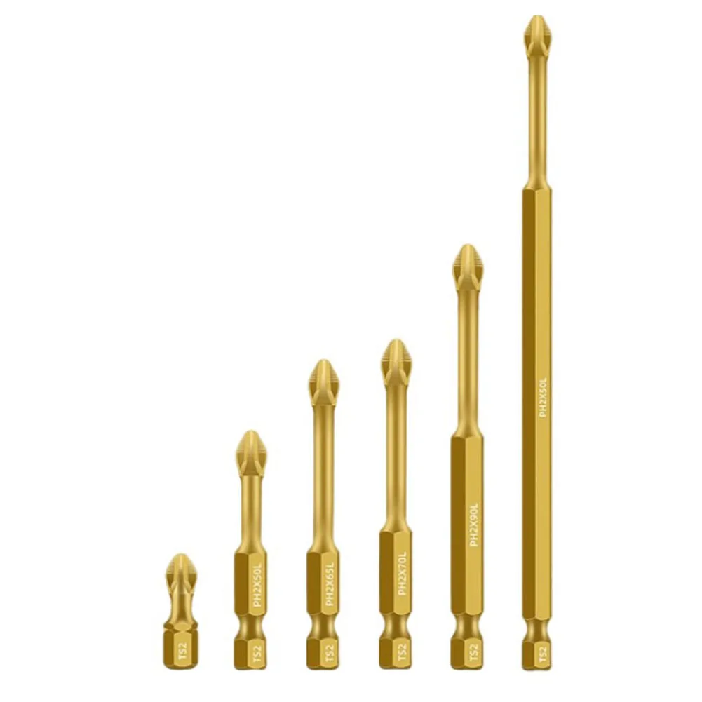 

6pcs Gold/Purple Magnetic Bits Cross Screwdriver Drill Bits Non-slip Screws 25-150mm Electric Screwdriver Set With Stand