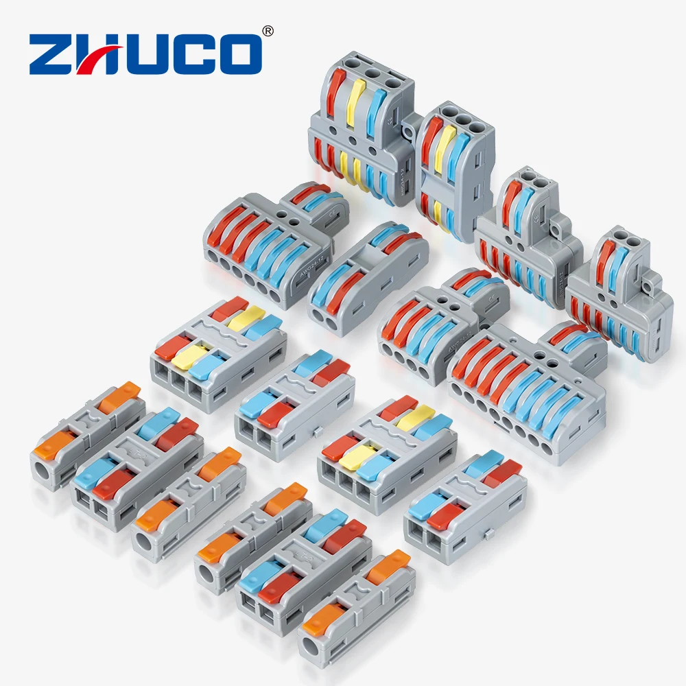 50Pcs PCT-222C Push-In Terminal Block Connectors, 2-Pin Spliceable Hard Wire Clamps, Fast Wiring Electrical Connectors