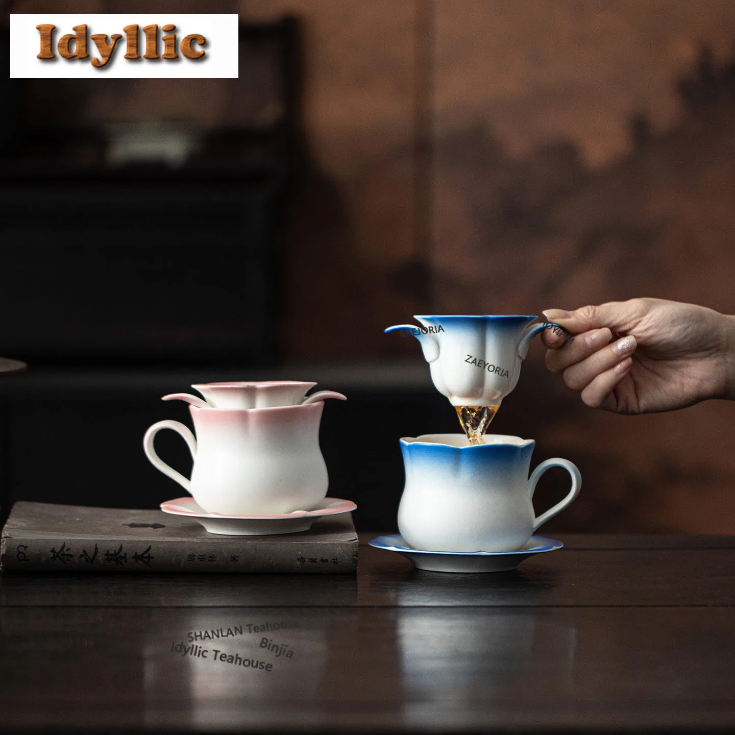 280ml Flower Mouth Filter Tea Separator Cup Zen Milk Cup Tea Mug With Infuser Household Tea Soaking Office Water Cup Ornaments