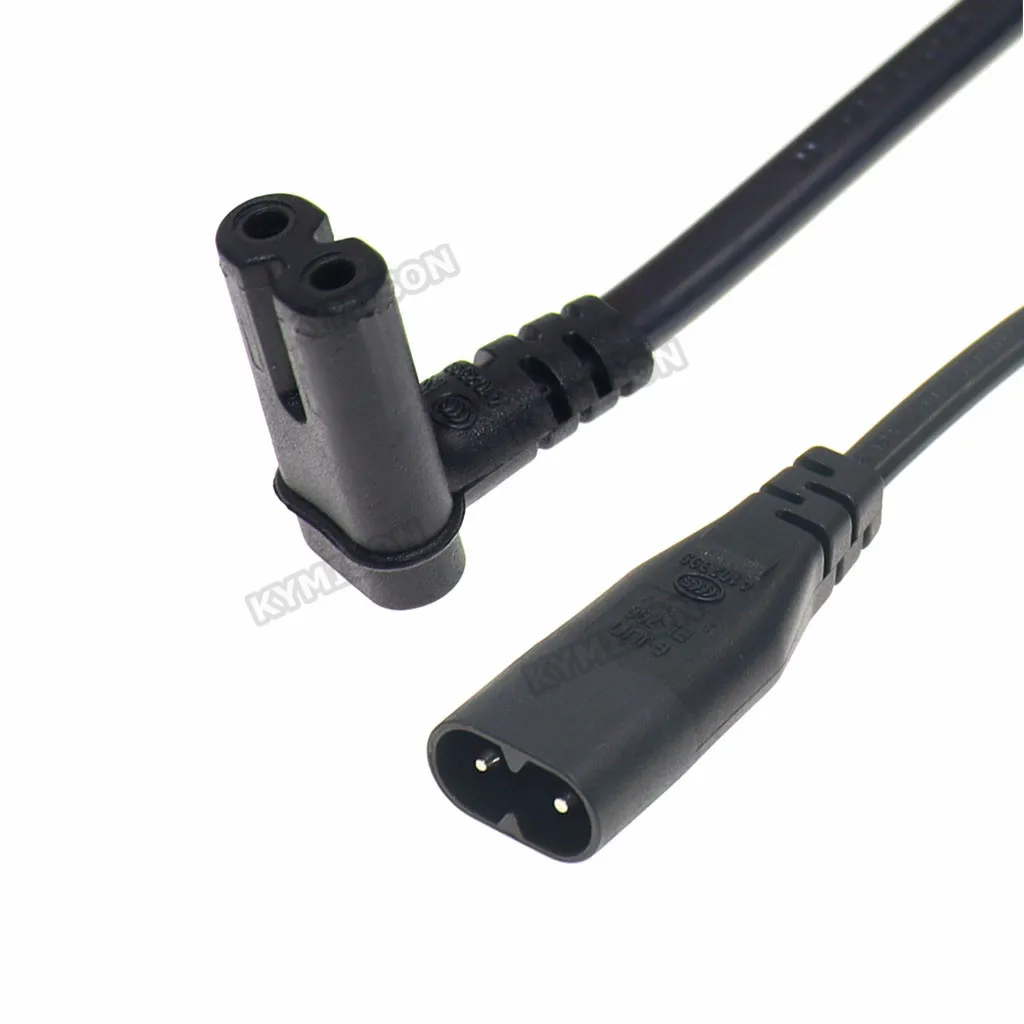 Black 2 Prong C7 to C8 Extension Cable Power Supply Cord Figure 8 Elbow AC Power Charge Cable For TV Electric Bike Laptop 1.5M