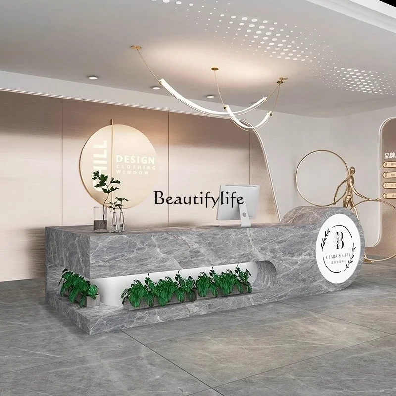 

yj19 Simple Modern Cashier Counter Hotel Lacquer Counter Company Reception Desk Beauty Salon Club