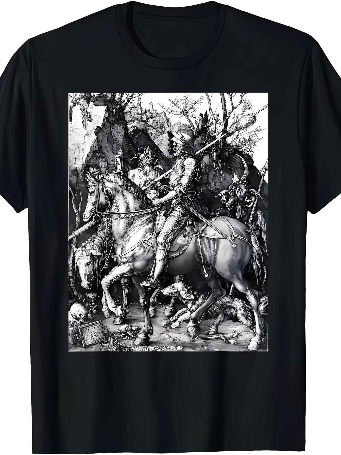 Men'S Medieval Knight Battle Design Print Graphic T Shirt Cotton Tee Women Summer Novelty Oversize Streetwear Vintage Harajuku