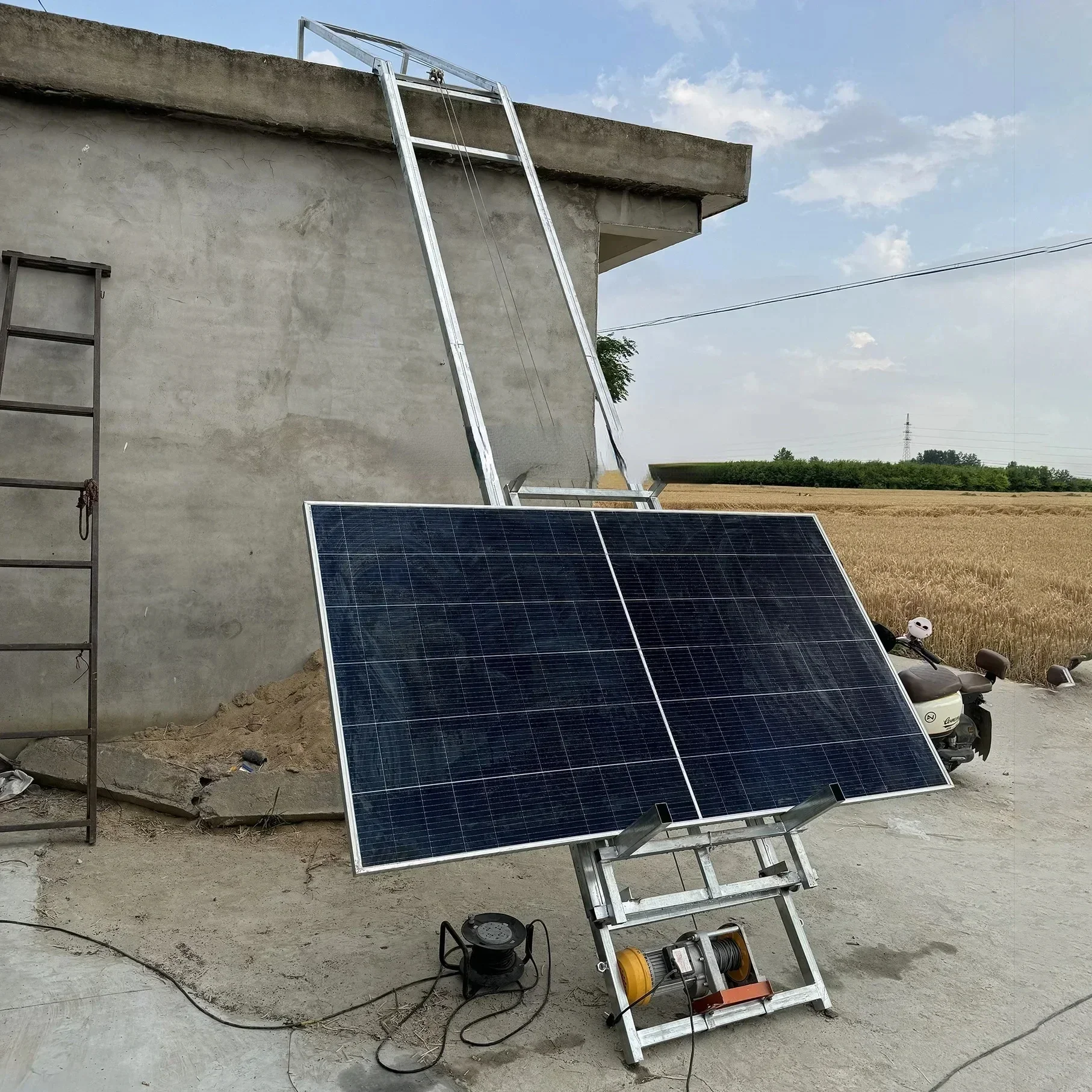 سقف مائل 4-20 متر منصة رفع متعددة الوظائف سلم كهربائي سوي للألواح الشمسية ارتفاع الربط المجاني مع المحرك #6