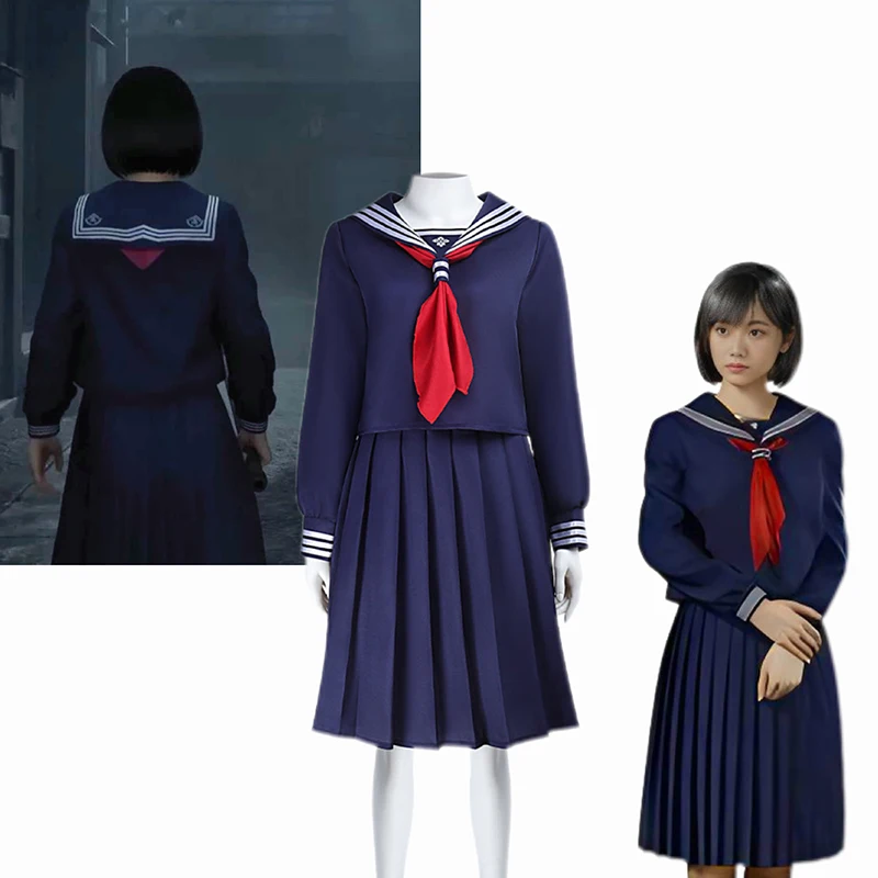 

Game Hinako Shimizu Cosplay Silent Women's School JK Costume Uniform Hill Navy Blue Sailor Suit Hallowen Carnival Party Outfits