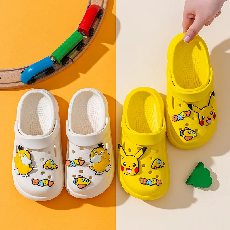 Cartoon Pokemon Anime Shoes Pikachu Jigglypuff Charmander Snorlax Kawaii Summer Home Slippers Beach Sandals Kids Cute Gift