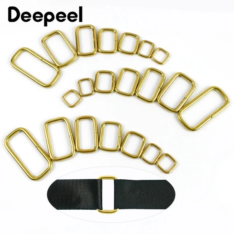 

10Pcs 14-50mm Solid Brass Square Ring Buckle Dog Collar Adjuster Loop Bag Strap Connector Hardware Accessories for Handbags