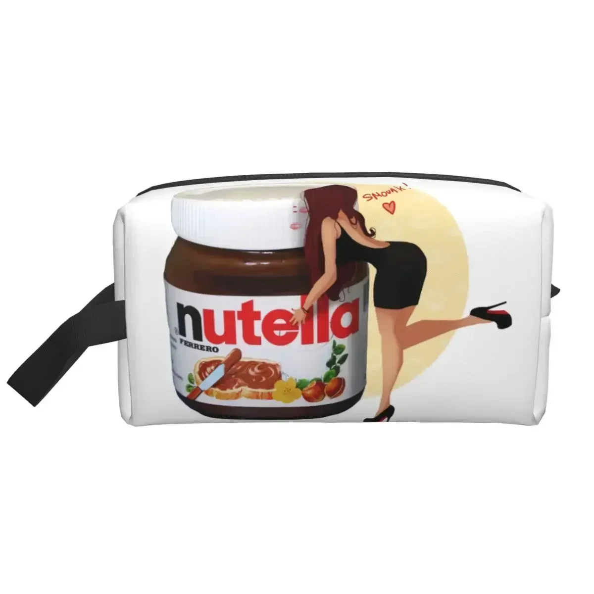 

Italy Nutellas Jar Cosmetic Bag Women Cute Large Capacity Makeup Case Beauty Storage Toiletry Bags