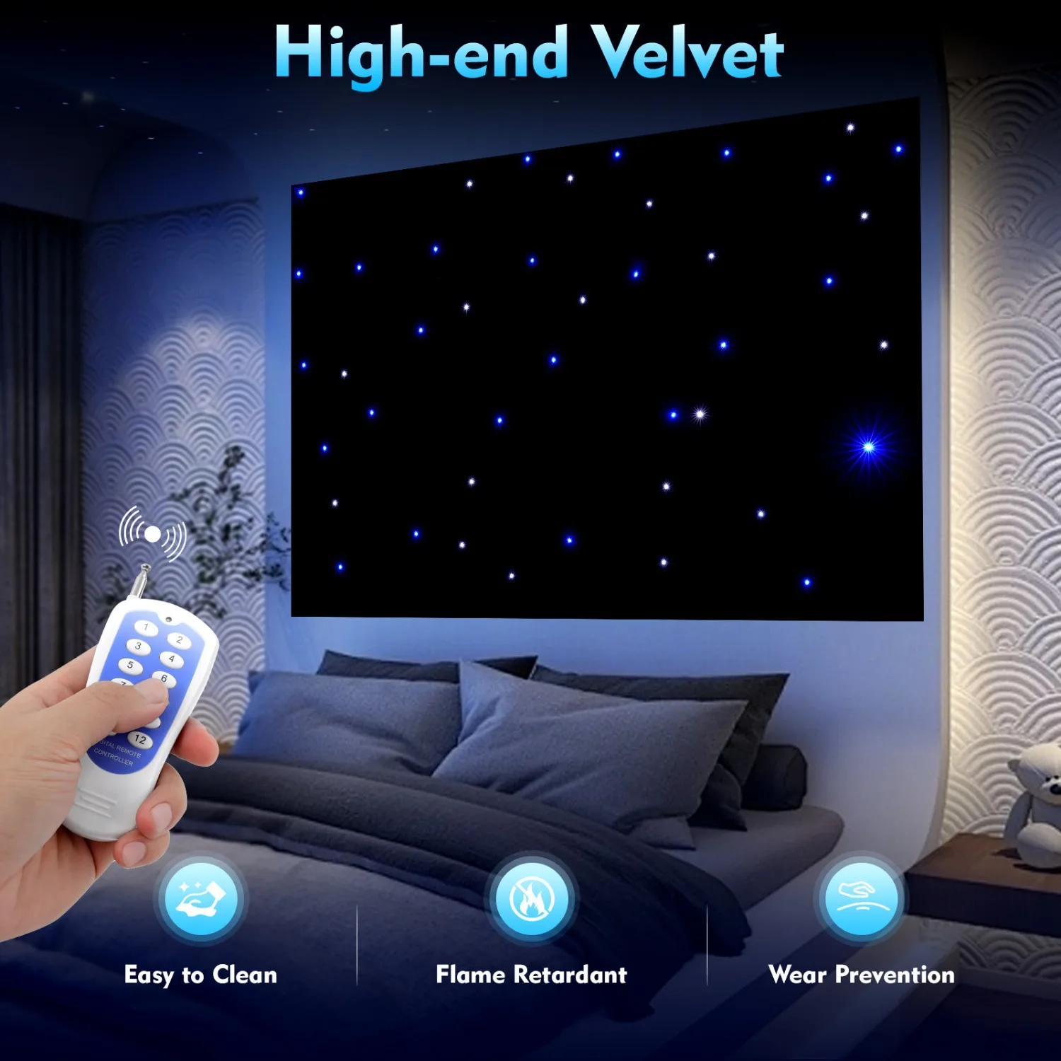 

LED Stage Starry Sky Cloth Background, Foldable Backdrops with Remote Controller for Wedding Party Club Show Decoration