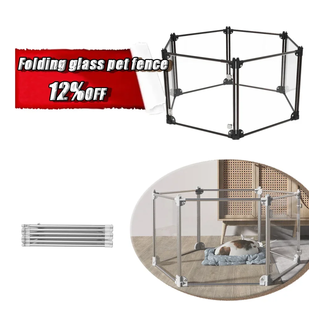 Designed Dog Adjustable Fence Heavy Duty 6 Or 8 Acrylic Panels Kennel Foldable Pet Playpen