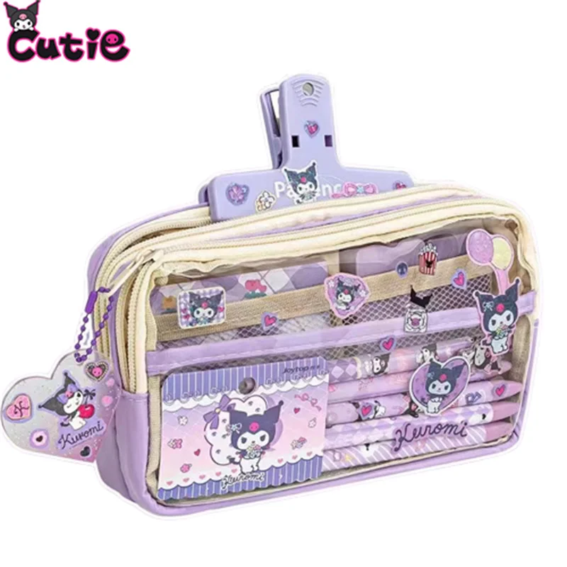 Sanrio Pencil Case Kawaii Kuromi Cinnamoroll Melody School Pencils Bag Large Capacity Pen Case Supplies Stationery Cosmetic Bags