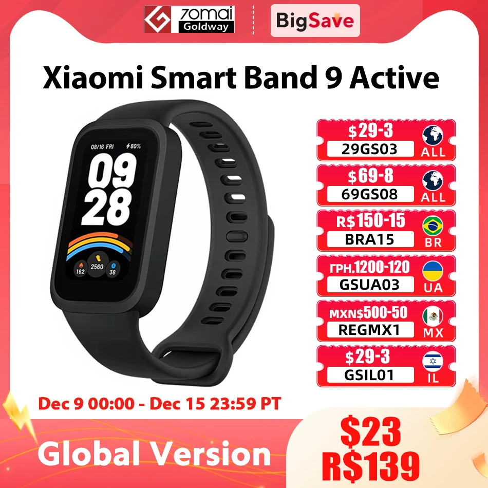 Global Version Xiaomi Smart Band 9 Active Bluetooth Smartwatch 1.47