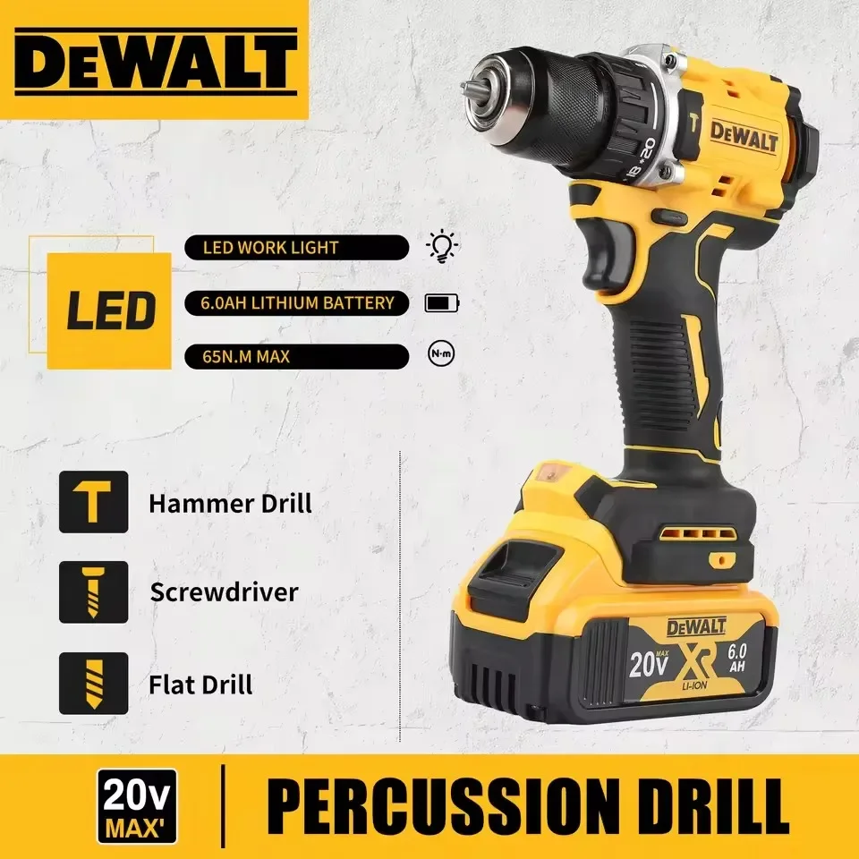 New 100% Genuine DEWALT 20V Lithium Battery DCD805 Rechargeable Brushless Compact Electric Screwdriver Hand Drill Impact Driver