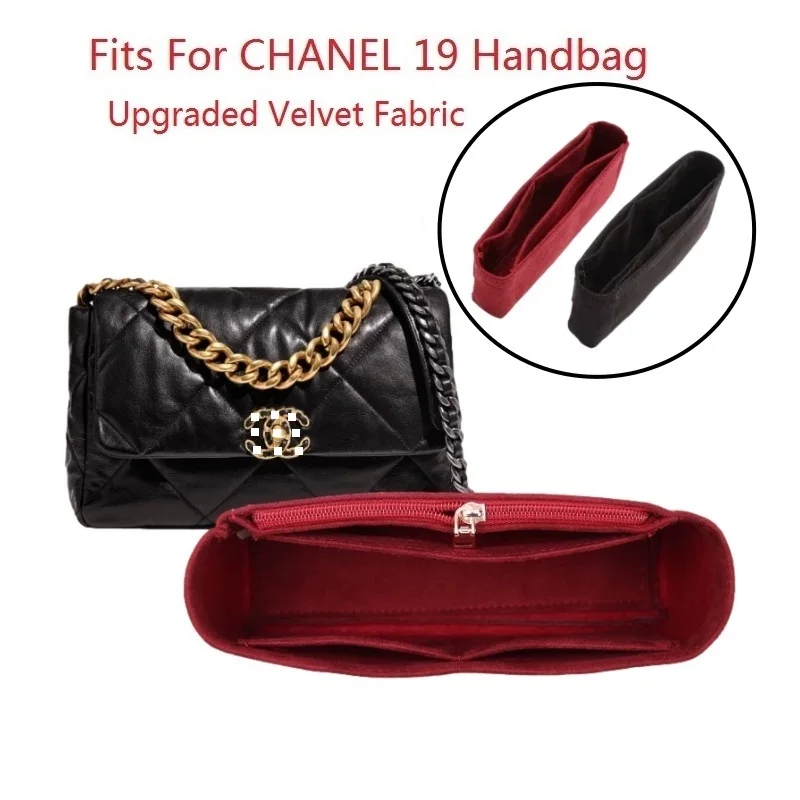 Velvet Cloth Insert Bag Organizer For Chanel19 Flap Handbag  Makeup Handbag Organizer Travel Inner Purse Bag Liner