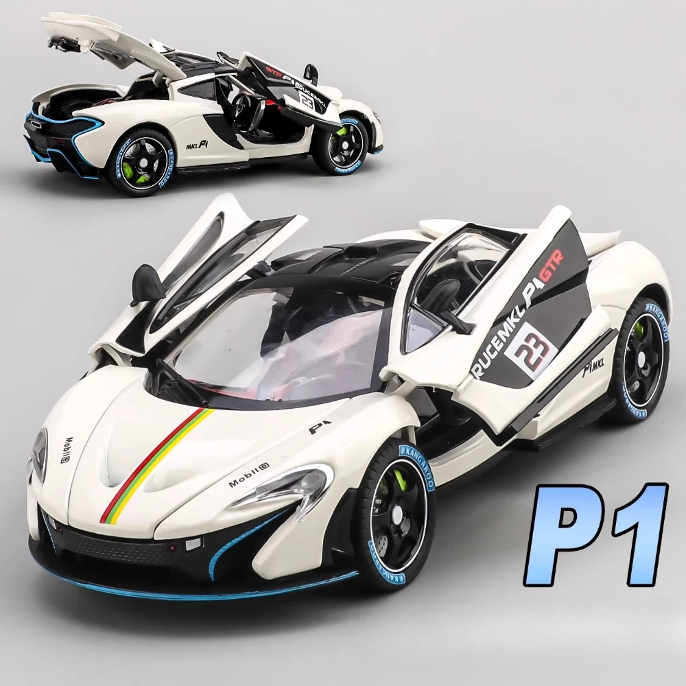 

1:24 Scale P1 Senna Car Toy Model Alloy Diecast Doors Opened Music Light Sports Cars Models Toys Holiday Presents for Child