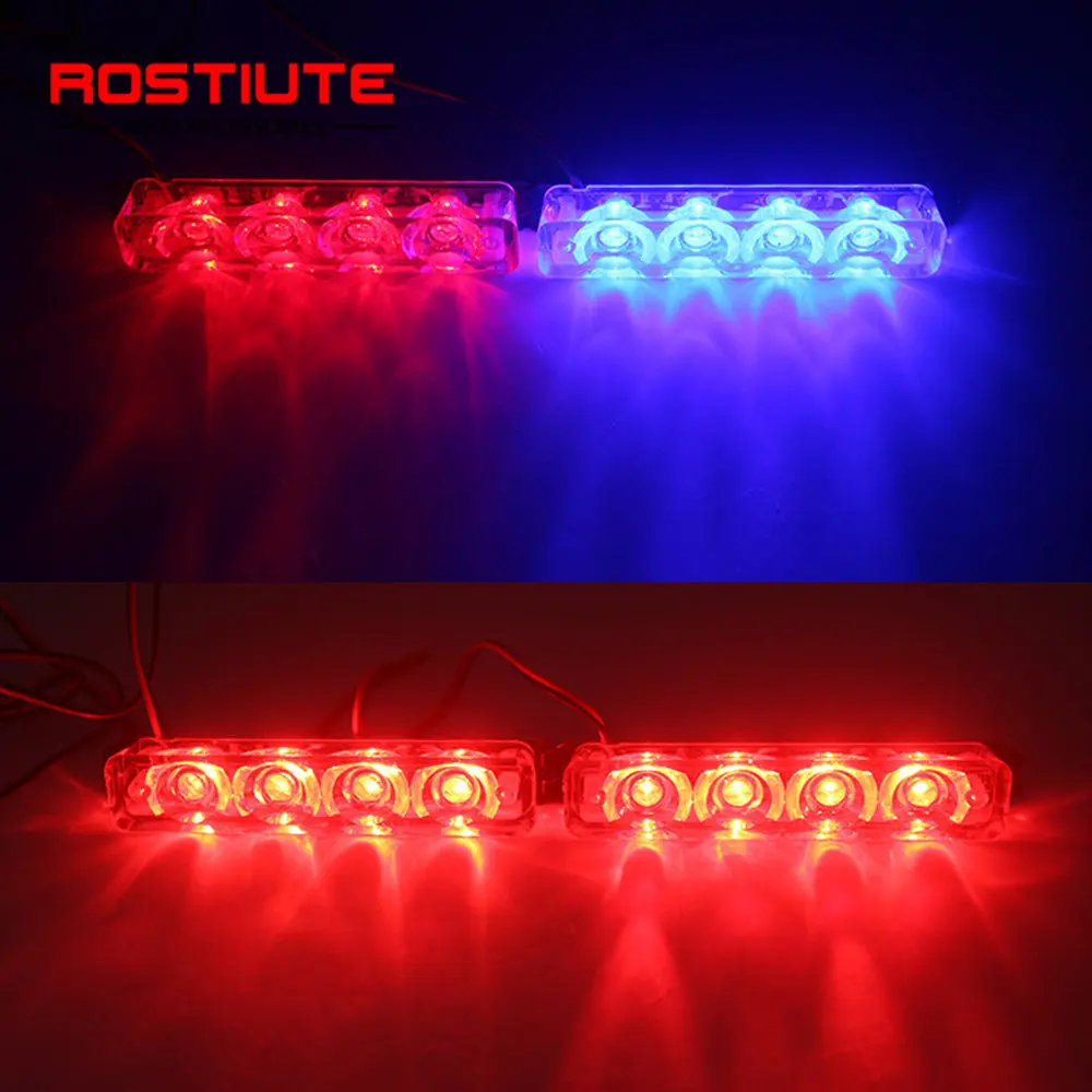 2PCS Police Strobe Lights Red Blue Flasher Auto Stroboscopes LED Strobe Light Automotive Emergency Warning Lamp For Motorcycle