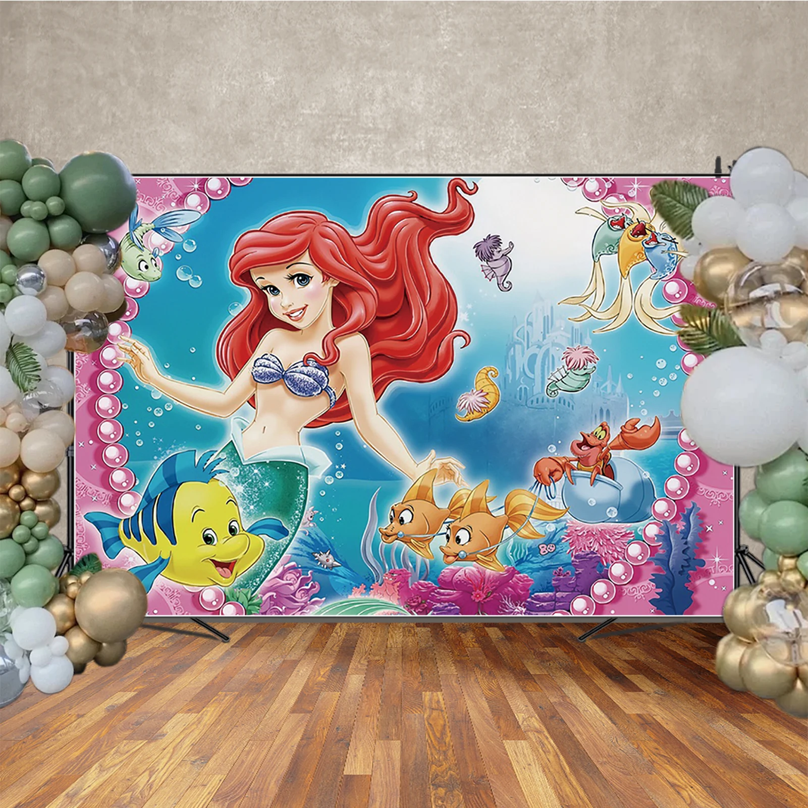 Mermaid Princess Ariel Backdrop Photography Pink Fish Portrait Background Child Photo Studio Party Decor Accessories