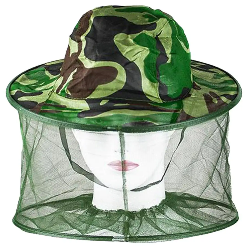 Mosquito Insect Bee Bug Mesh Net Cover Hat  Beekeeping Anti Flying Floc Net Gauze Hat Outdoor Camping Camo Face Protector Cap