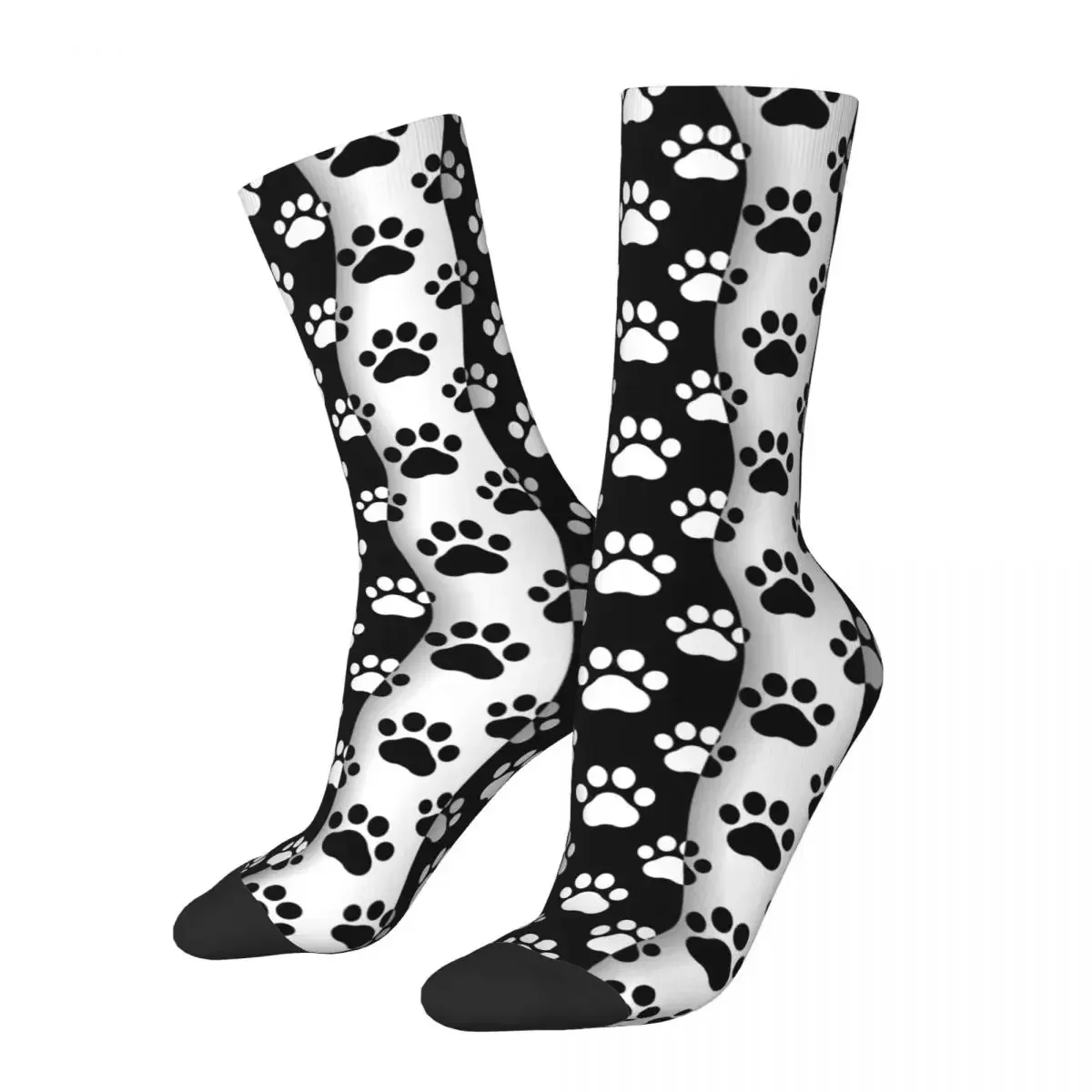 Otoño Invierno Hip-hop hombres mujeres mascota imprime perro gato pata calcetines lindo cachorro pie transpirable calcetines de fútbol