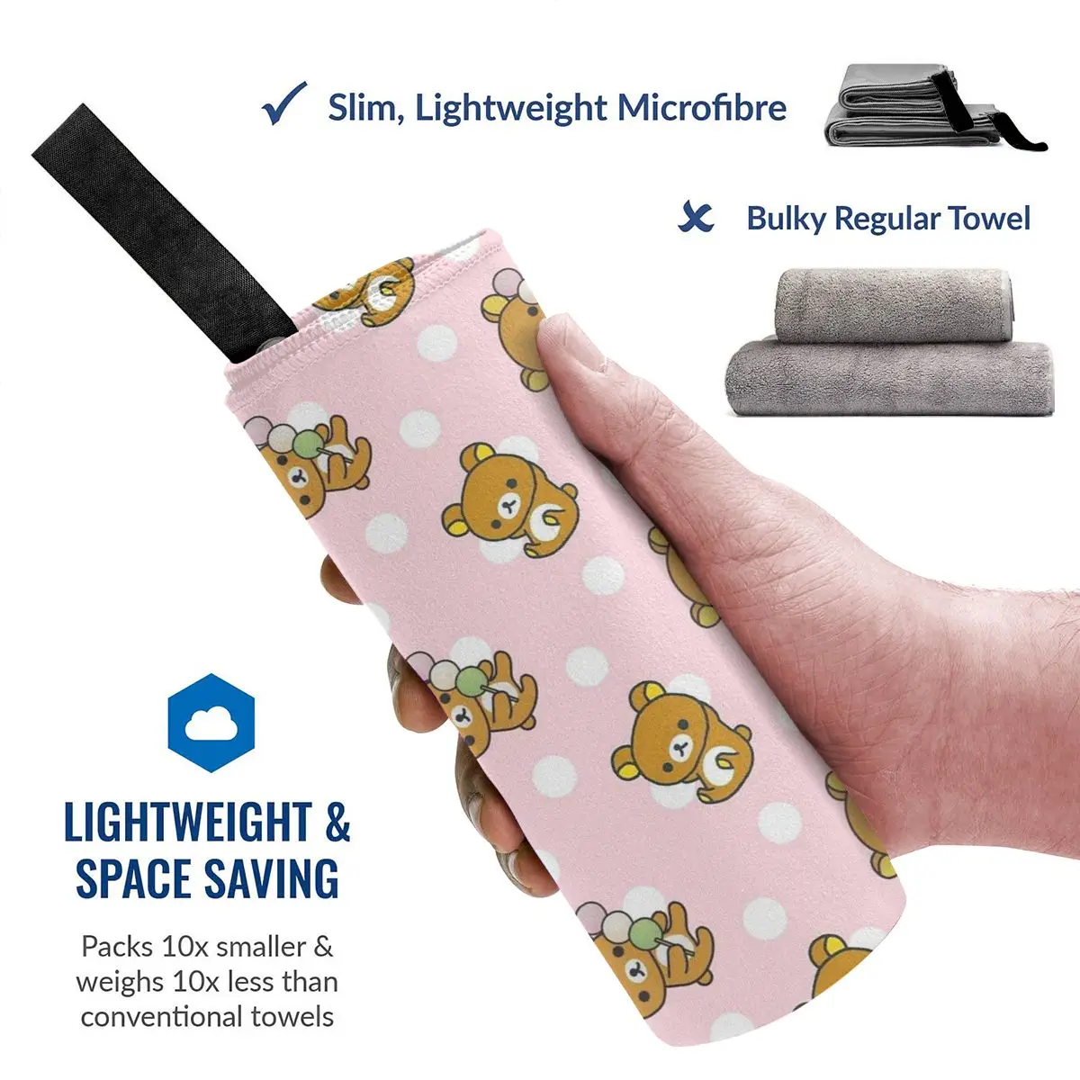 Lazy Bear Rilakkuma Beach Towel Soft Microfiber Quick Dry Absorbent Quick Towels For Mountain Climbing