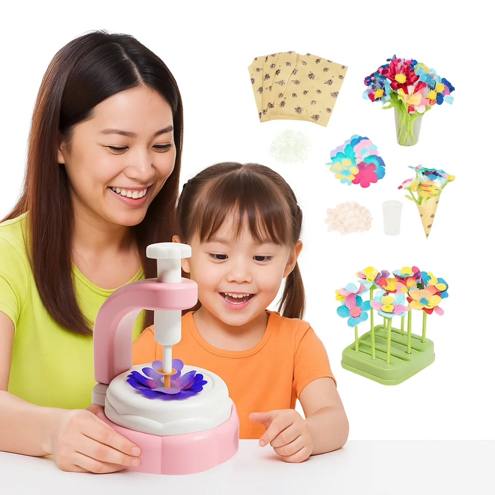 手作りキッズブーケ作成マシンセット　愛らしいスタイル　リアルな造花おもちゃセット　感覚発達