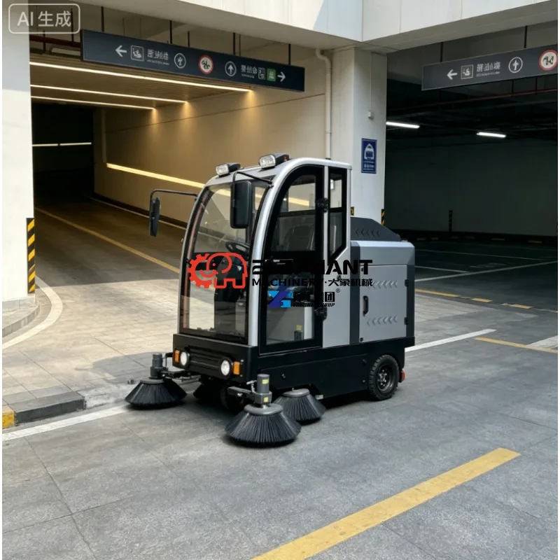 IPX7 Waterproof, 2/3 Speeds Electric Battery Operated Lifting V Brush Road Cleaning Sweeping Machine