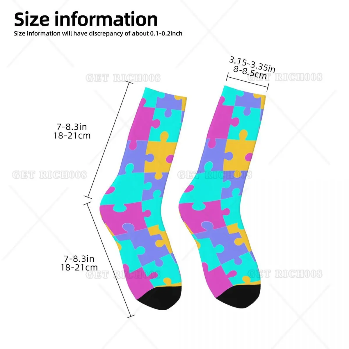 Calzini per la consapevolezza dell'autismo Modello puzzle Calze alla moda Calzini invernali antibatterici unisex Calzini da arrampicata dal design di alta qualità