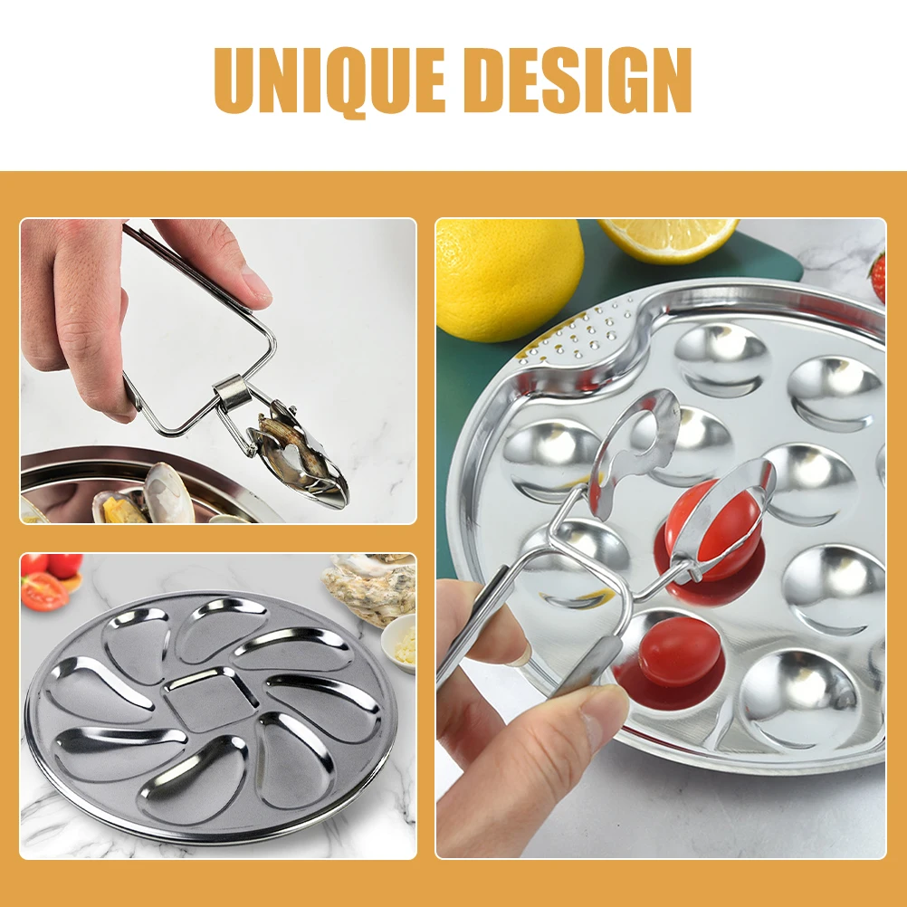 

1Set Stainless Steel Escargot Plate Seafood Snail Dish Oven Microwave Dishwasher Safe Oyster Serving Platter