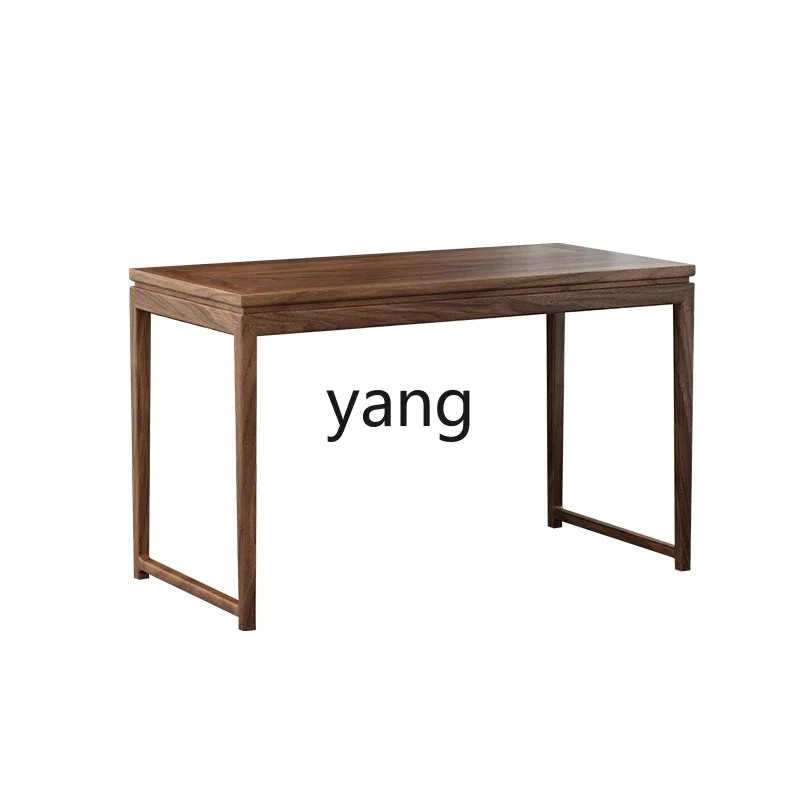 LH solid wood new Chinese tea table and chair combination modern simple home tea table black walnut desk