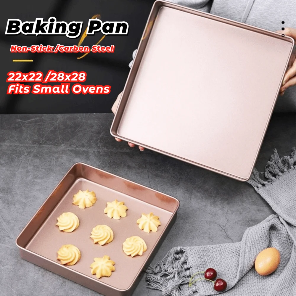 

Heavy Duty 22.2cm/28.5cm Oven Baking Pan Nonstick Carbon Steel Cake Baking Tray Square Turkey Roasting Pan