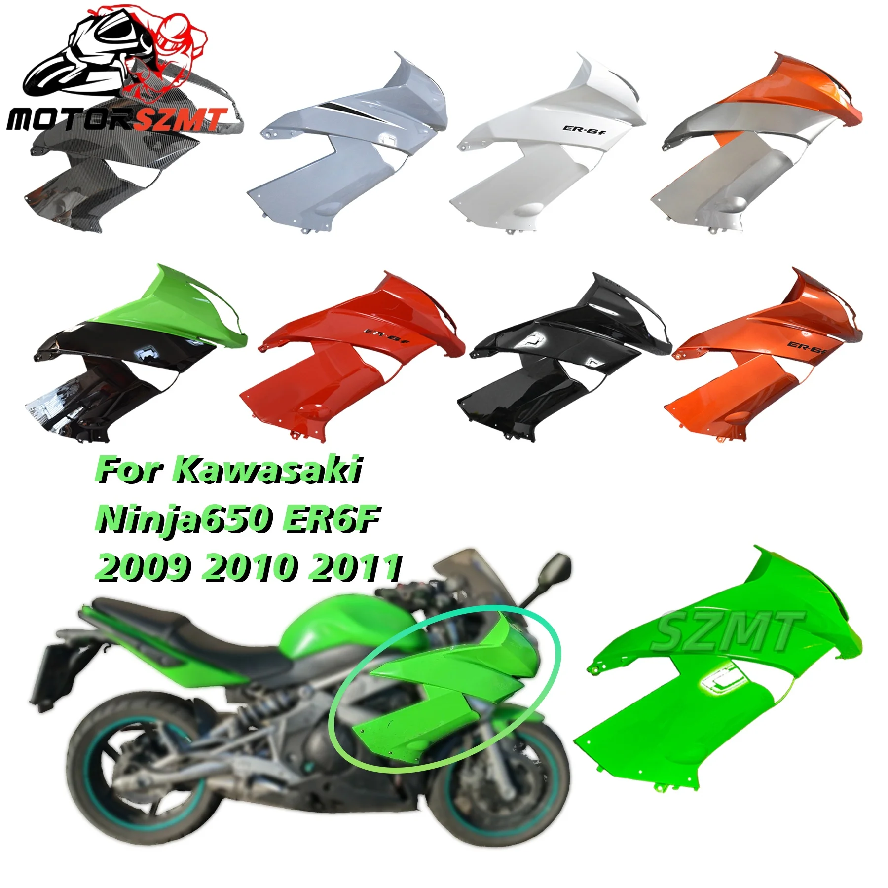 For KAWASAKI NINJA 650 ER6F 2009-2011 Side Cover Injection ABS Motorcycle Accessory 2011 2010 2009 09 10 11