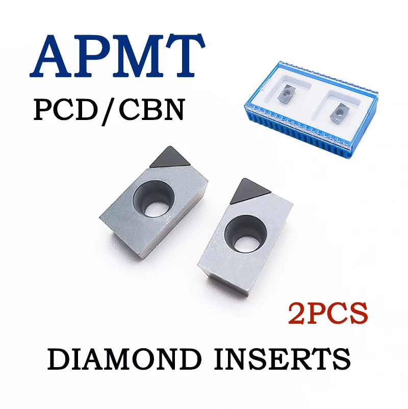 

2PCS PCD APMT1135 APMT1604 milling cutter for aluminum copper CBN turning tool machining hard steel and cast iron APMT