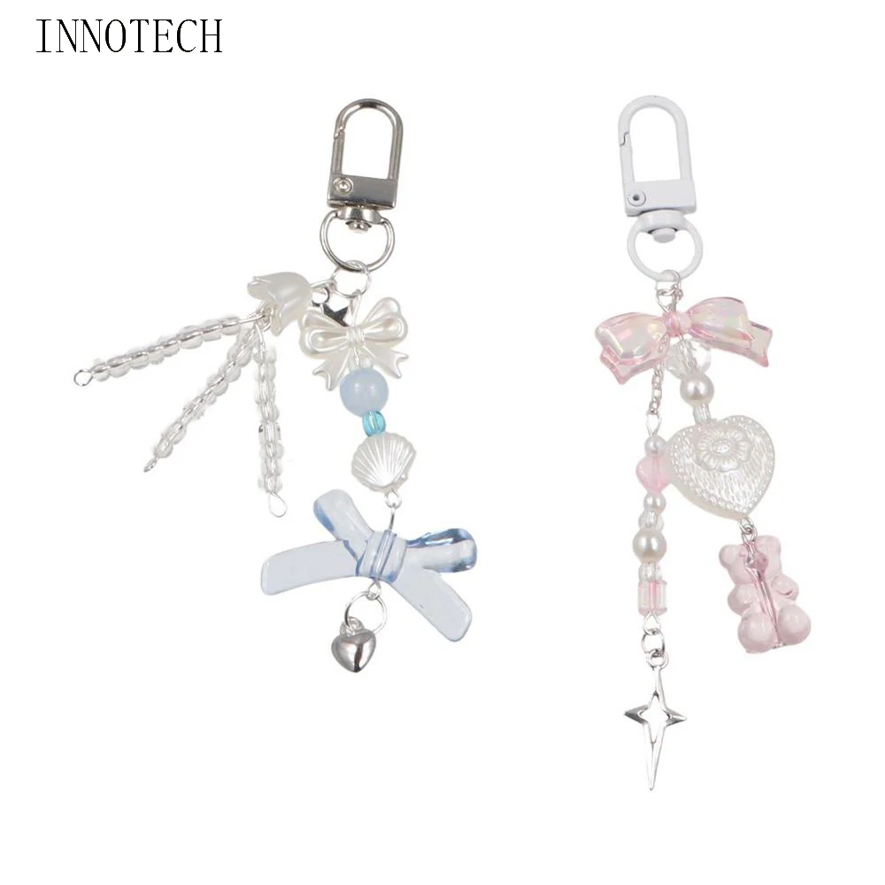 

Mobile Accessories Sparkling Y2K Phone Charms Pendant Knotbow Beaded Phone Lanyard Keycord Cake Fish Phone Chain Bag Keychain