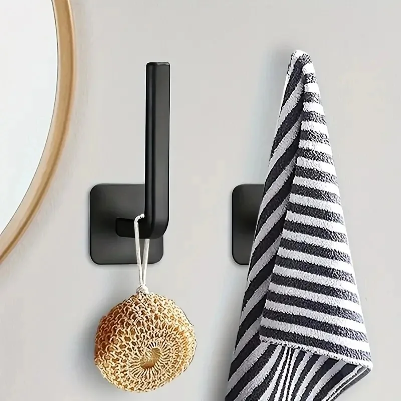 2/4/6Pcs Baseball Cap Hook L-shaped Self-adhesive Hook Black White Plastic Save Space Hook Hat Scarf Towel Storage Hook