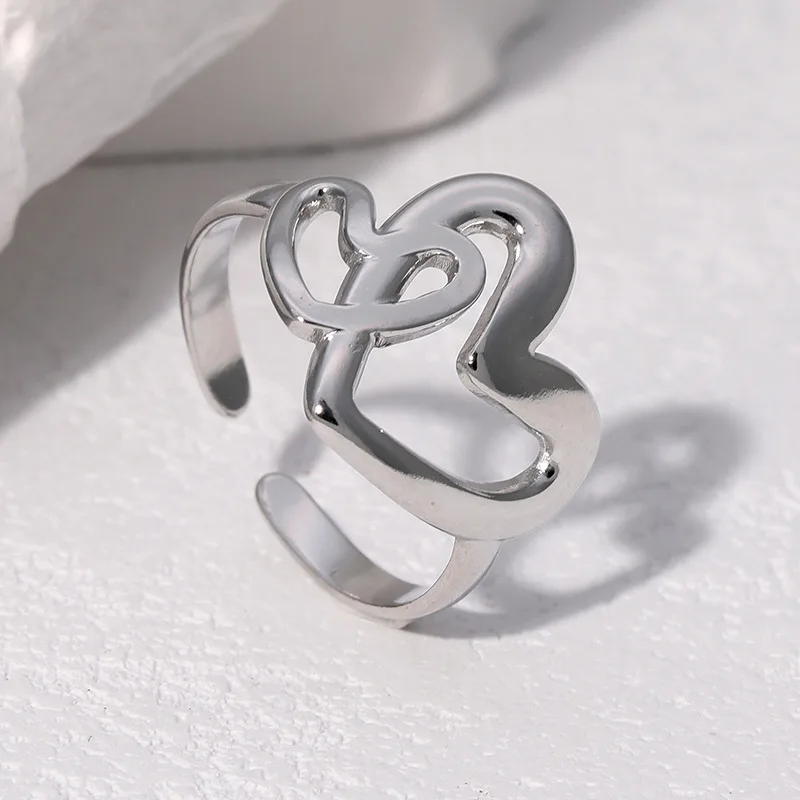 Light Luxury Personalized Love Ring Woman And Men Colorfast Stainless Steel Open Rings Party Jewelry Gifts Кольцо Сер