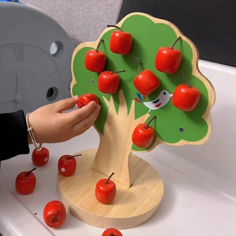 DIY Holz Magnetische Apfelbaum Baustein Modell für Frühe Kindheit Bildung Spielzeug Mathe Spielzeug Holz Phantasie Beste Geschenk