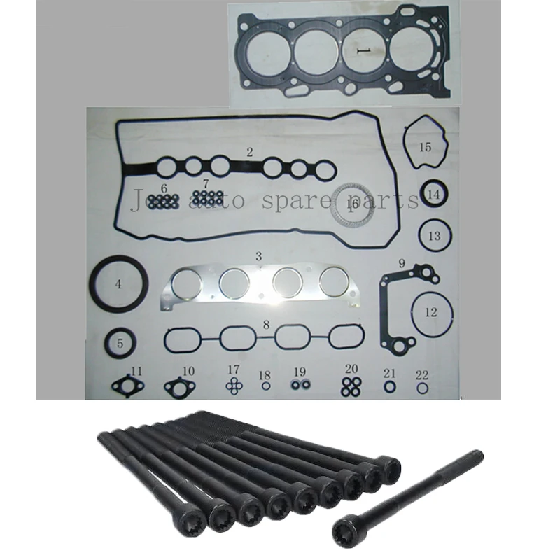 1zzfe Engine Full gasket set kit cylinder head bolt nuts screw for Toyota Altis/Matrix/Corolla/AVENSIS/Rav4 II III/MR2 1.8L