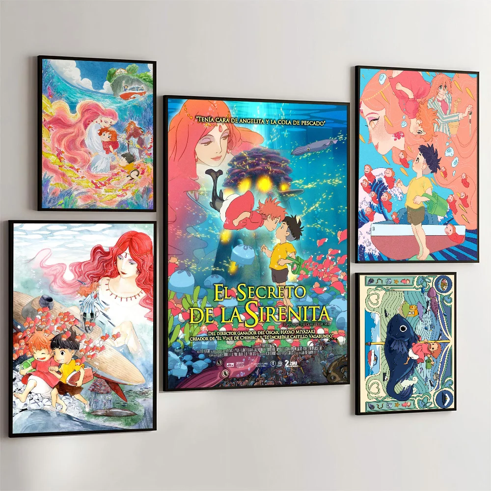 Bilibili P-Ponyos Poster Self-adhesive Art Waterproof Paper Sticker Coffee House Bar Room Wall Decor