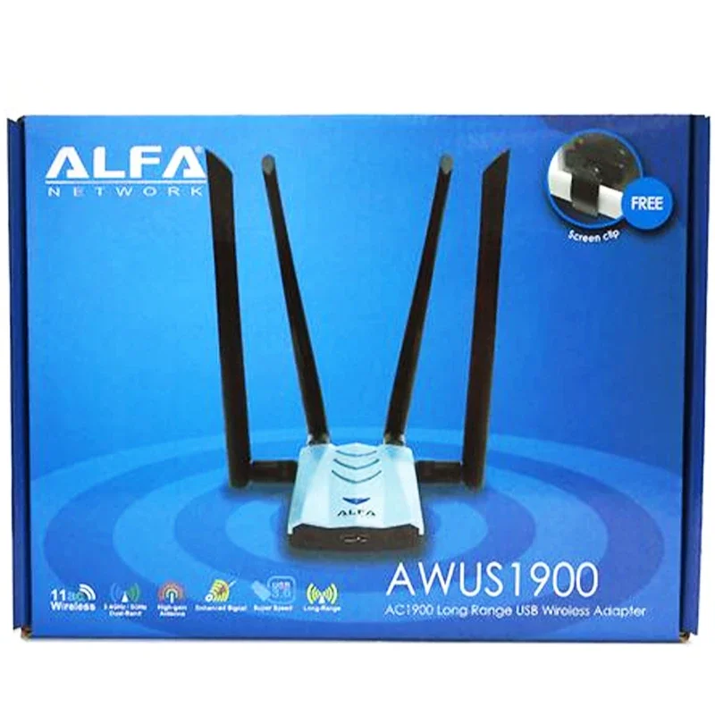 ALFA AWUS1900 wykorzystuje chipset RT8814U Dwuzakresowa bezprzewodowa karta sieciowa dużej mocy 2,4\\5G dla systemu Kali Linux Netscout AirMagnet