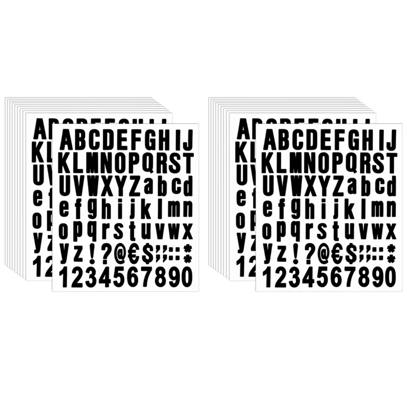 N75R-1540 Pieces 20 Sheets Self Adhesive Vinyl Letters Numbers Kit, Alphabet Number Stickers For Mailbox (Black, 1 Inch)